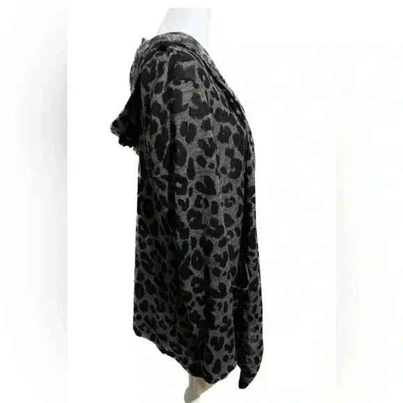Jodifl leopard print open front cardigan with hood and pockets size medium - Picture 2 of 5